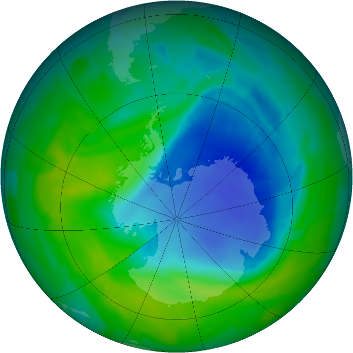 Antarctic ozone map for 02 December 2011